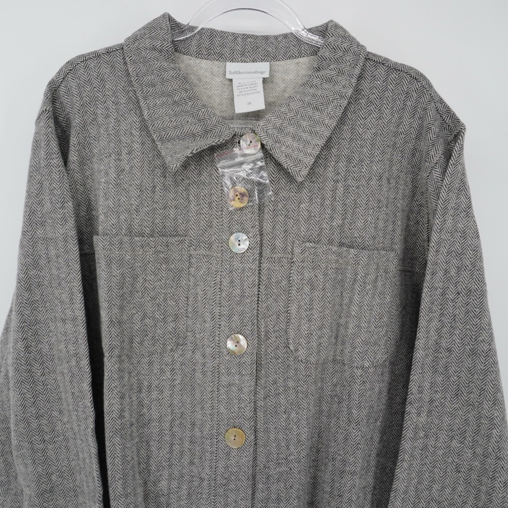 Soft Surroundings Jacket Button Up Herringbone Gr… - image 4